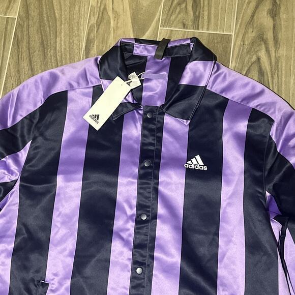Adidas Originals Satin Mens Medium Coaches Track Jacket Purple Court 1B8392 $110 - Picture 5 of 9